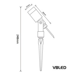 LED Tuinspot "Flavius" 3W 3000K 12V Zwart