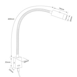 VBLED Applique LED -3W - col de cygne 40cm - DIMMABLE