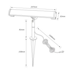 Set of 3 LED garden spotlights, swivelling with ground spike 12VAC/DC 5.5W 3000K