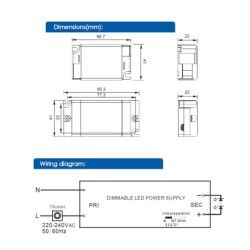 LED-Trafo Konstantstrom, 15 W, 9 - 22 V DC, 700 mA