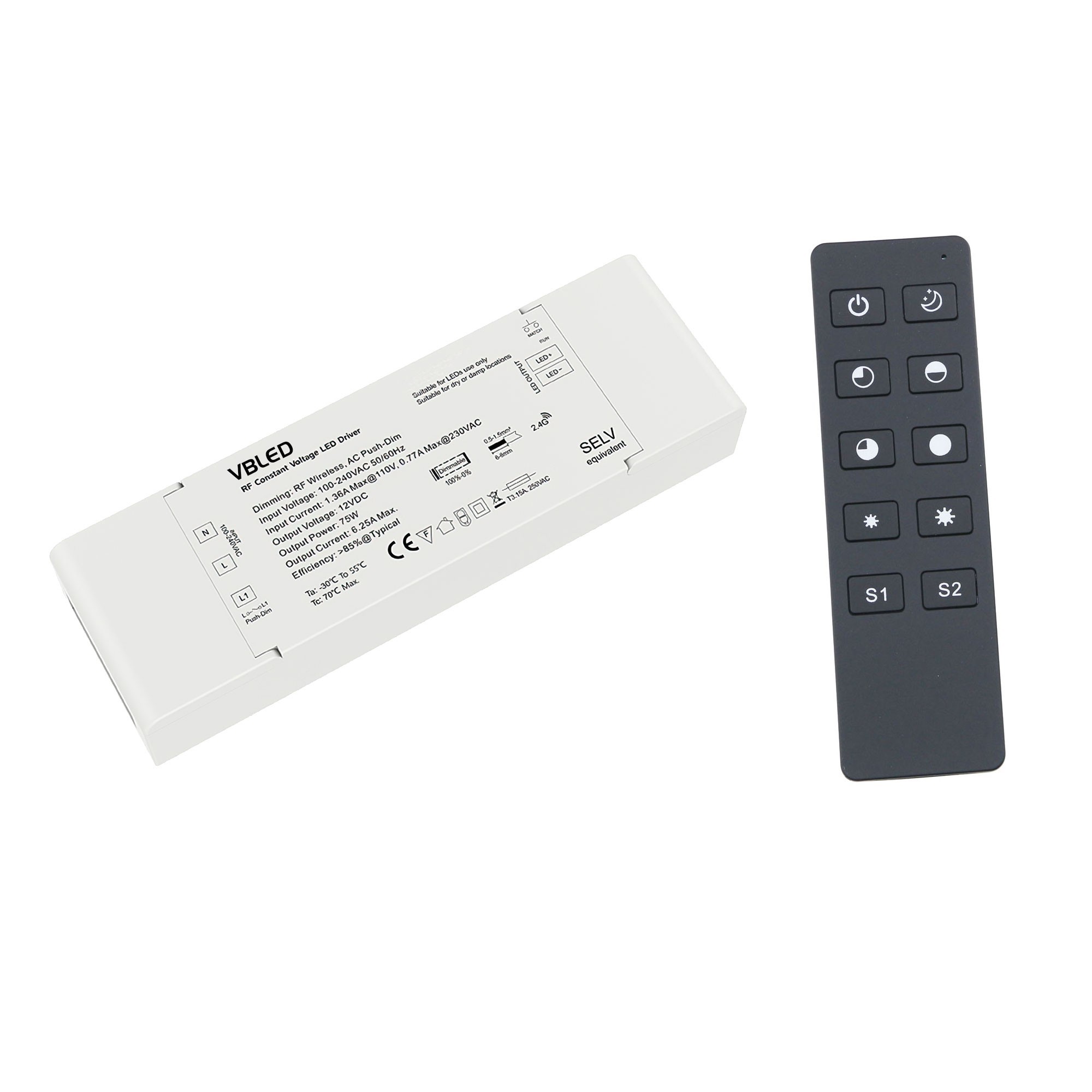 "INATUS" SET - Alimentation LED sans fil 12V DC / 75W avec télécommande