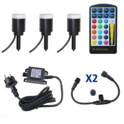 Set van 3 RGB+W LED Tuinlicht 1W 12V AC IP65