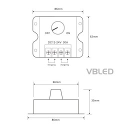 LED draaidimmer 12-24V DC 24A