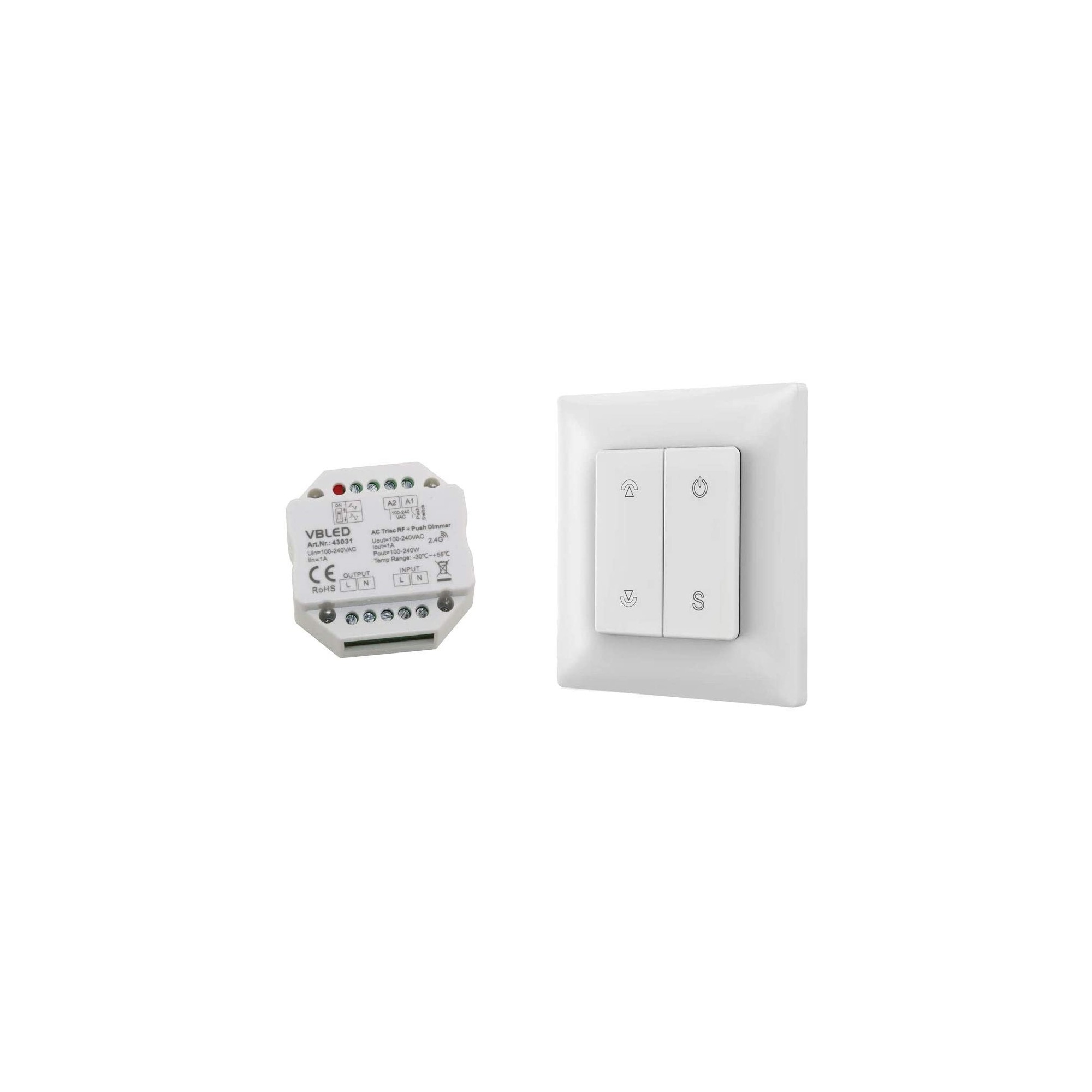 "Inatus" Interruttore luce RF a distanza da parete KIT incl. dimmer - 230V - Max 1A