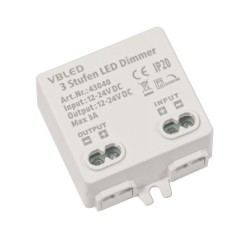 "EZDIM" 3 levels (10%-50%-100%) LED dimmer 12V-24V DC 3A Max for dimmable LED luminaire