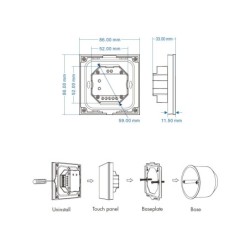 "iNatus" RGBW Wall Touch Panel LED Controller Kit with Remote Control (Kit de contrôle LED mural tactile RGBW avec télécommande)