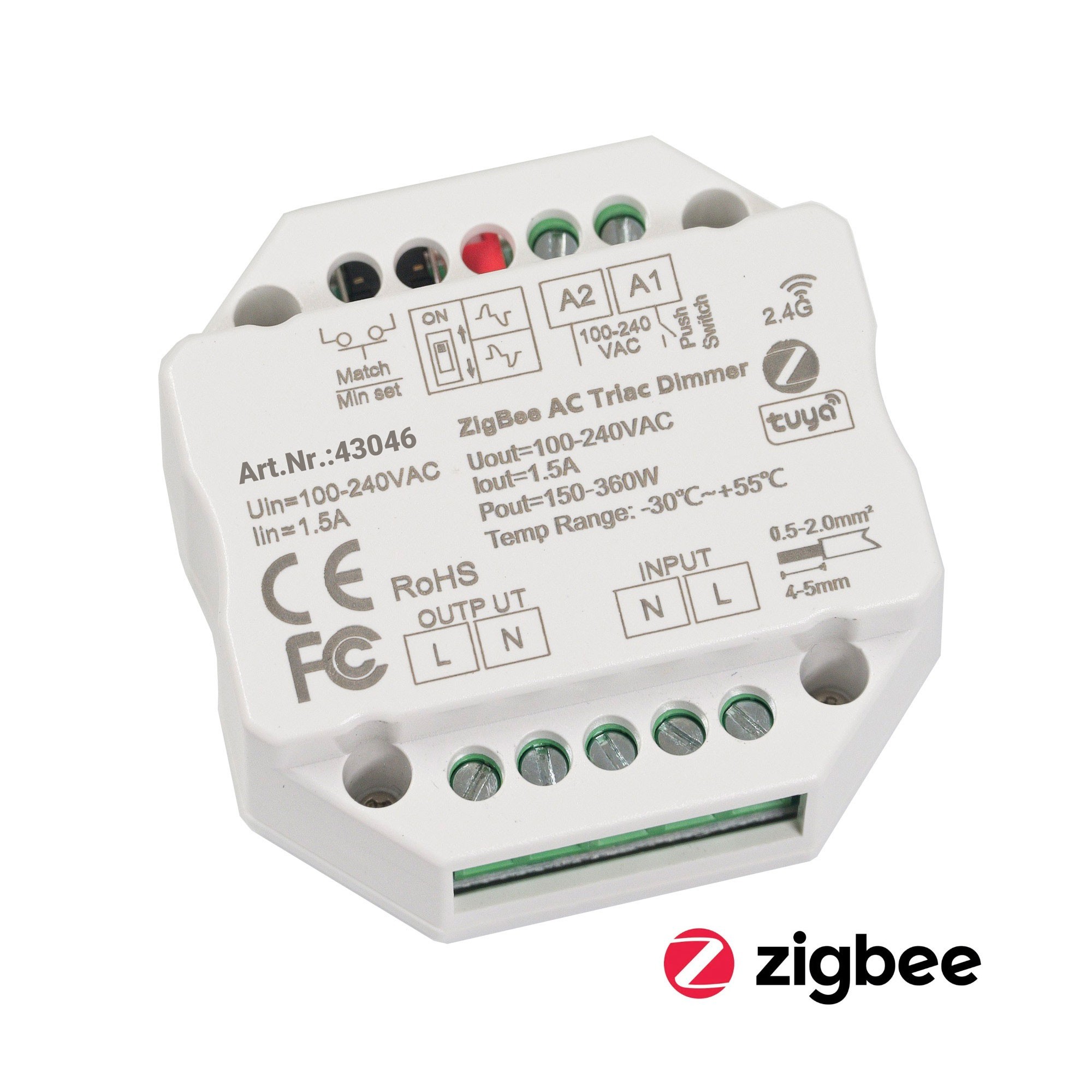 ZigBee controller 230V inbouw dimactor dimschakelaar max. 200W LED 400W halogeen