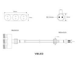 Cable de distribución Gartus de 3 vías 12 V para exteriores