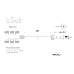 Câble de distribution à 6 voies Gartus 2m 12V - utilisation extérieure