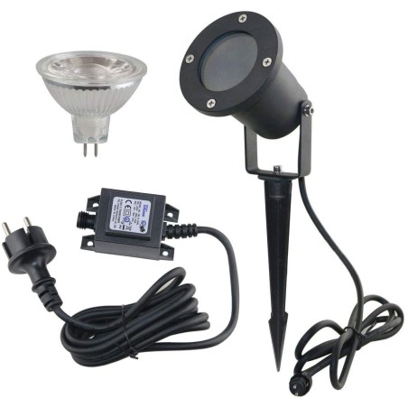 Garden floodlight set 12V AC IP65 incl. bulb 5W warm white and power supply unit