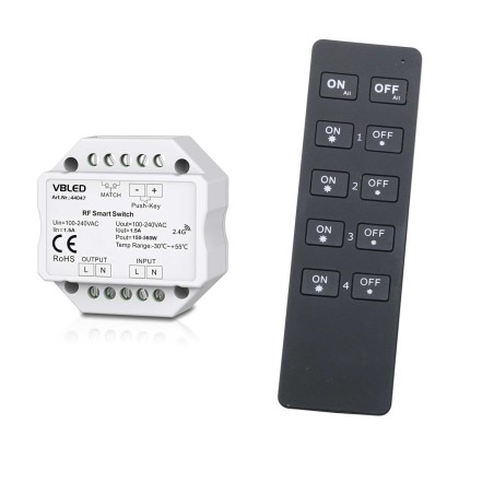 iNatus 2.4G Radio Switch Set Interruptor de pared 230V con mando a distancia RF 4 canales