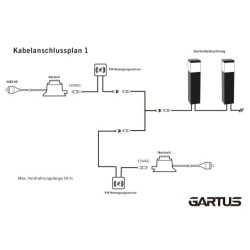 Cable distribuidor en Y de 2 vías Gartus 12 V para exteriores