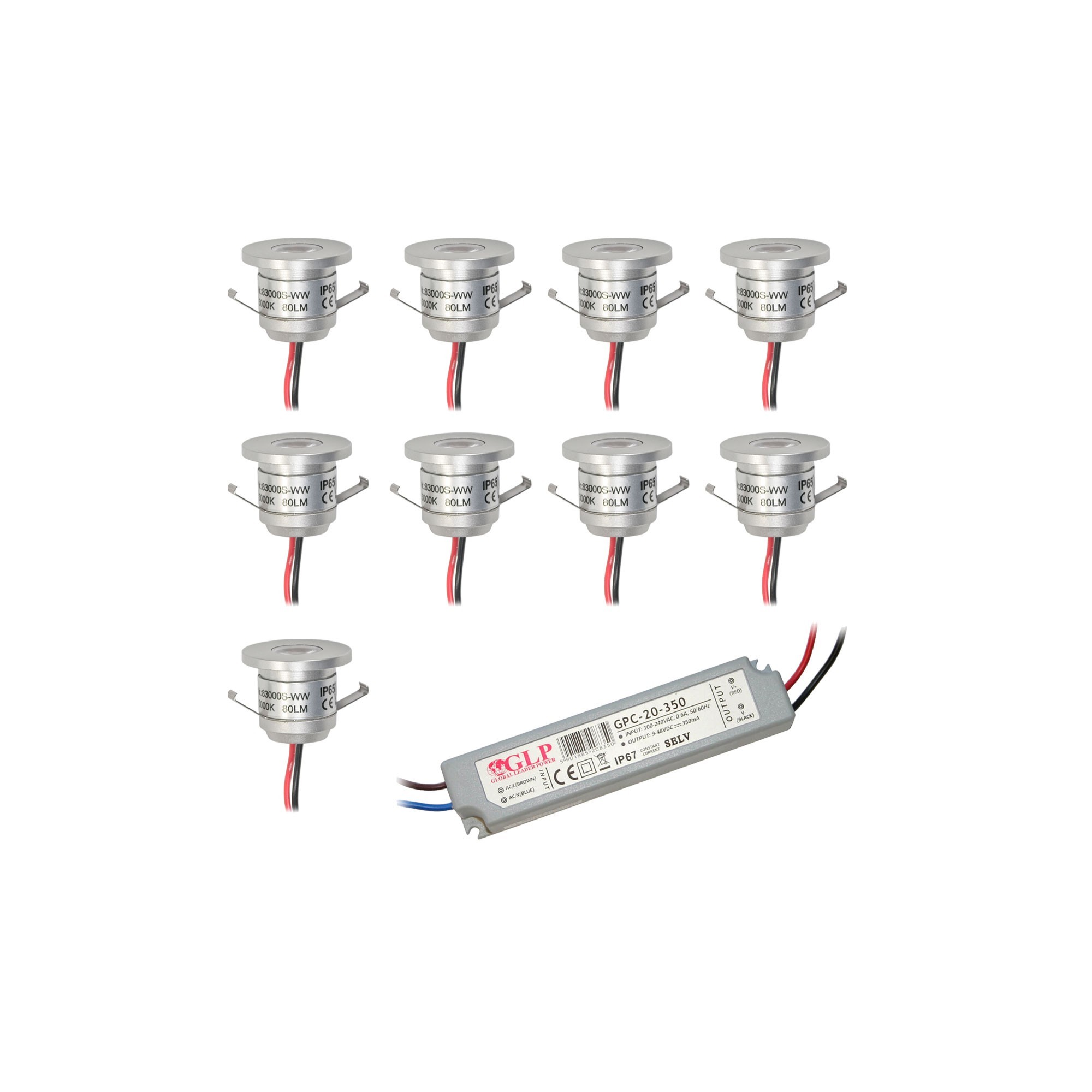 LED aluminium mini inbouwspot IP65 waterdicht - (set van 9)