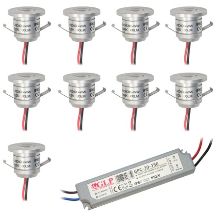 LED Aluminium Mini Einbaustrahler IP65 wassergeschützt - (9er-Set )