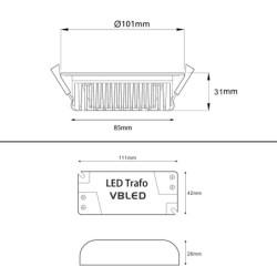 VBLED Apparecchio da incasso a LED "Whitestar II" - 13W