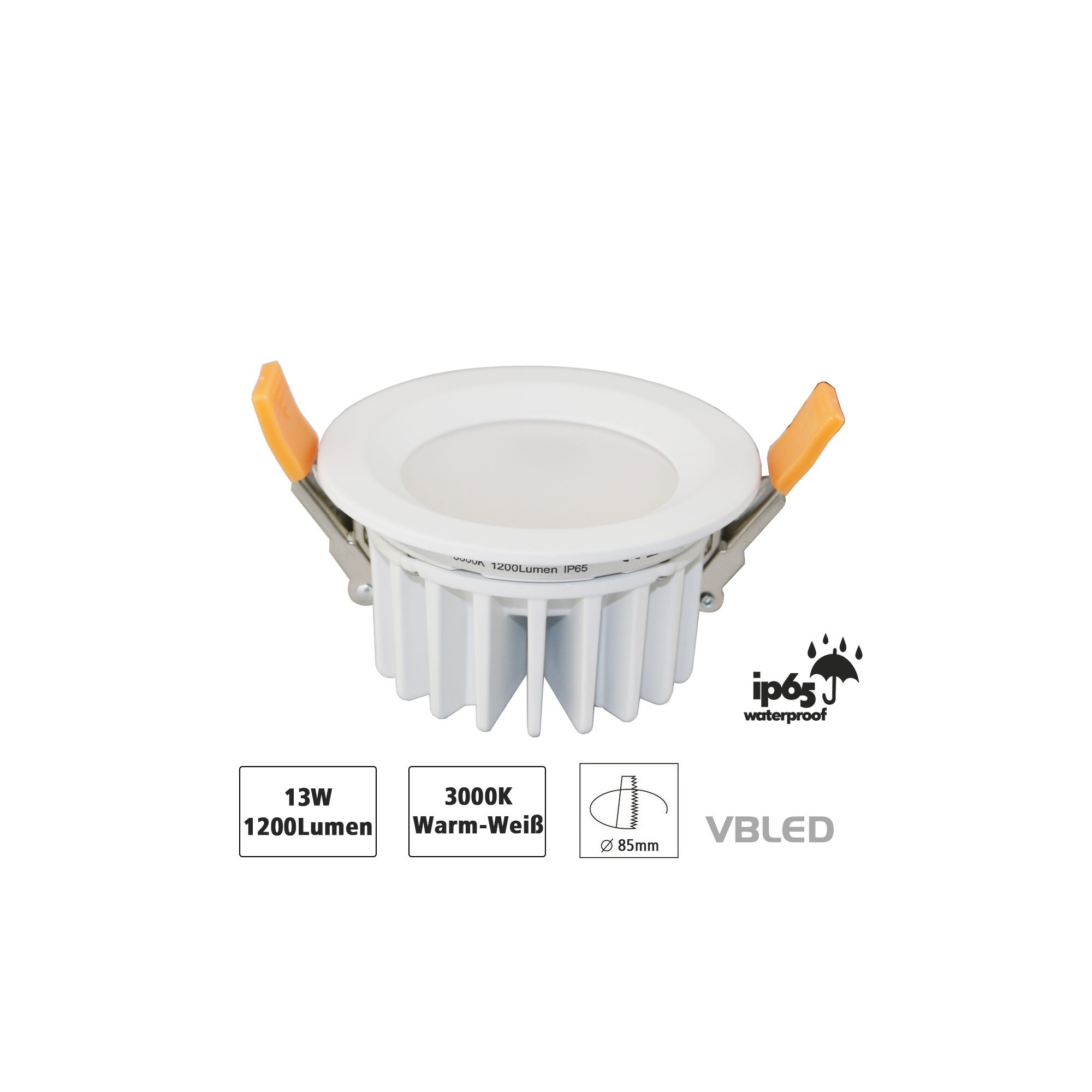 VBLED LED Einbauleuchte -  IP65 Wasserdicht - 13W - 230V