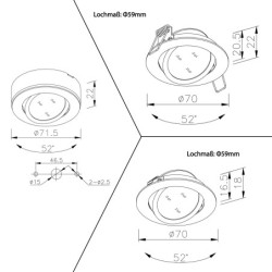 LED-inbouw- en opbouwarmatuur draaibaar - 4W - IP20 - 12V - WW- 175L