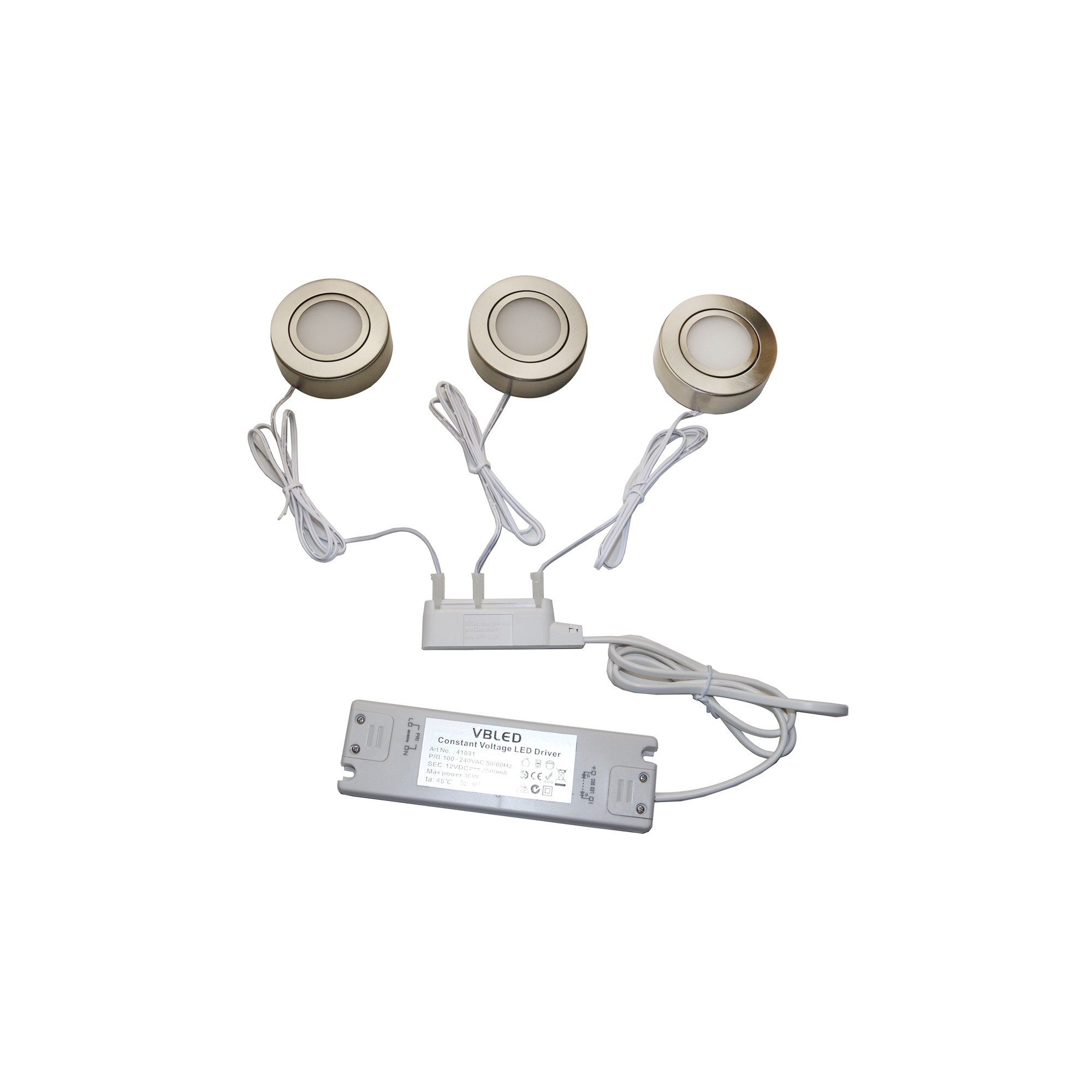 Set of 3 4W LED recessed and surface mounted luminaires swivelling IP20 12V 3000K warm white 175 lumen