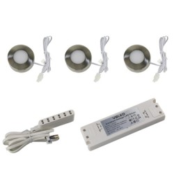 Set van 3 4W LED inbouw- en opbouwarmaturen draaibaar IP20 12V 3000K warm wit 175 lumen