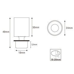 Faretto da incasso mini LED "TINI" 1W rotante e orientabile