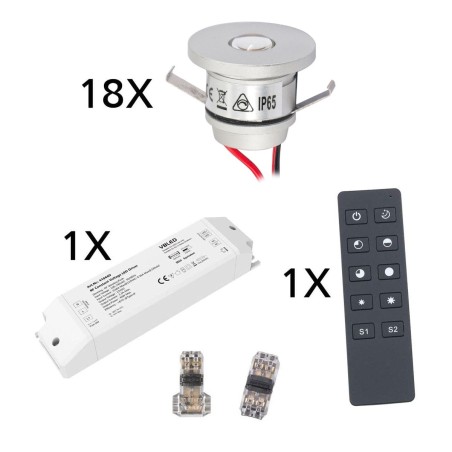 18-piece basic radio set 1W mini recessed spot incl. remote control and 40W LED radio transformer