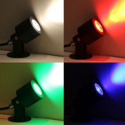 Gartus® RGB+W Foco de jardín 10W 12V Plug&Play Juego de 3 con transformador