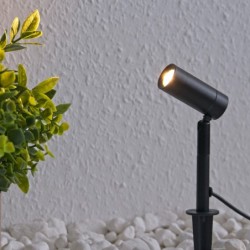 faretto da giardino 1W LED nero Lampadina intercambiabile 12VAC/DC bianco caldo 3000K