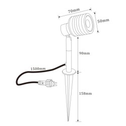 Proiettore da giardino con lampadina RGBW sostituibile 9W Nero 12V AC/DC e telecomando IR