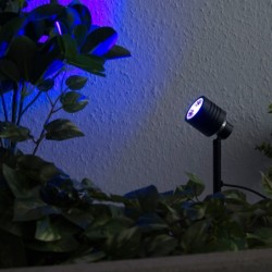 Projecteur de jardin avec ampoule RGBW remplaçable 9W Noir 12V AC/DC et télécommande IR