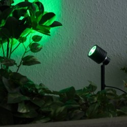 Garden floodlight with replaceable RGBW bulb 9W Black 12V AC/DC and IR remote control