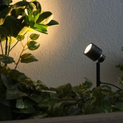 Garden floodlight with replaceable RGBW bulb 9W Black 12V AC/DC and IR remote control