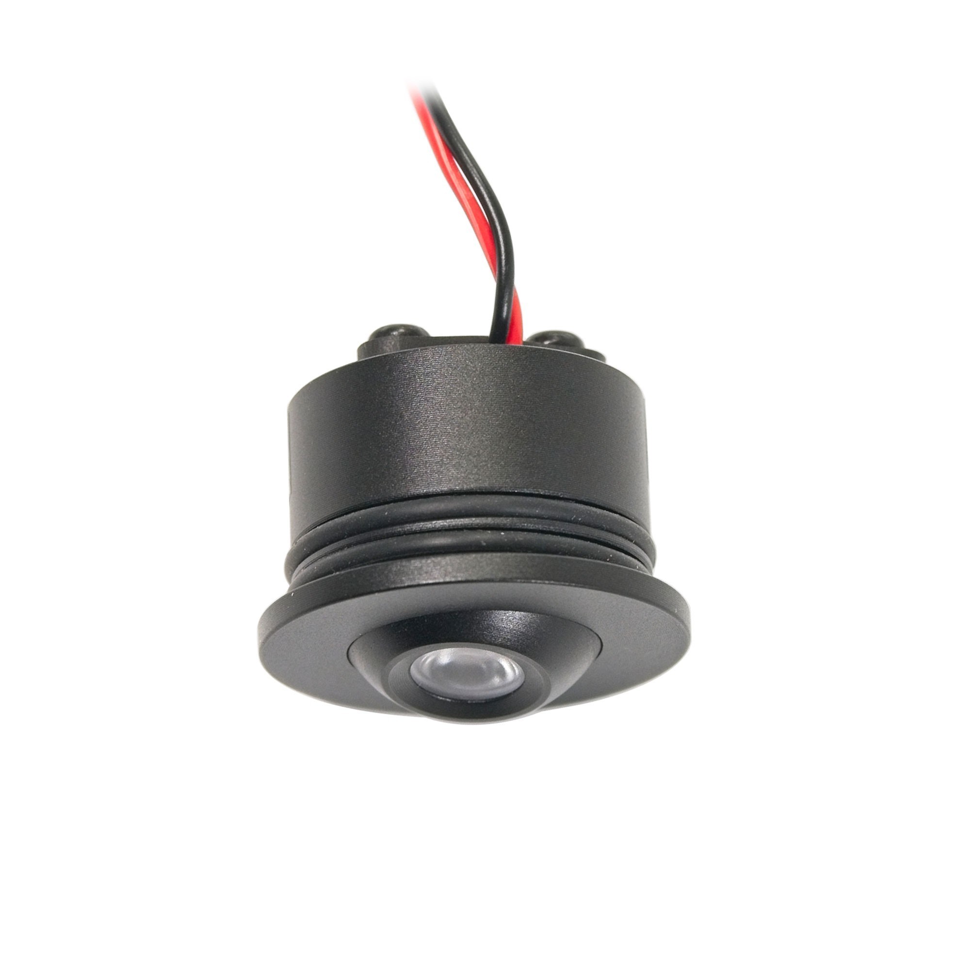 1W LED Mini Einbauspot - "FOCOS" Minispot - 12V DC - IP44 - 3000K - Schwenkbar - Schwarz