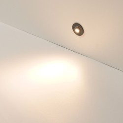 1W LED Mini Inbouwspot - "FOCOS" Minispot - 12V DC - IP44 - 3000K - Zwenkbaar - Zwart