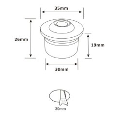 1W LED Mini Recessed Spot - "FOCOS" Minispot - 12V DC - IP44 - 3000K - Swivel - Black