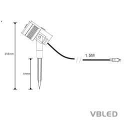 Set de 4 spots de jardin LED 6W blanc chaud 12V avec bloc d'alimentation et câble de distribution