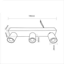 Proyector de techo LED 3x1W blanco cálido de superficie Giratorio y orientable