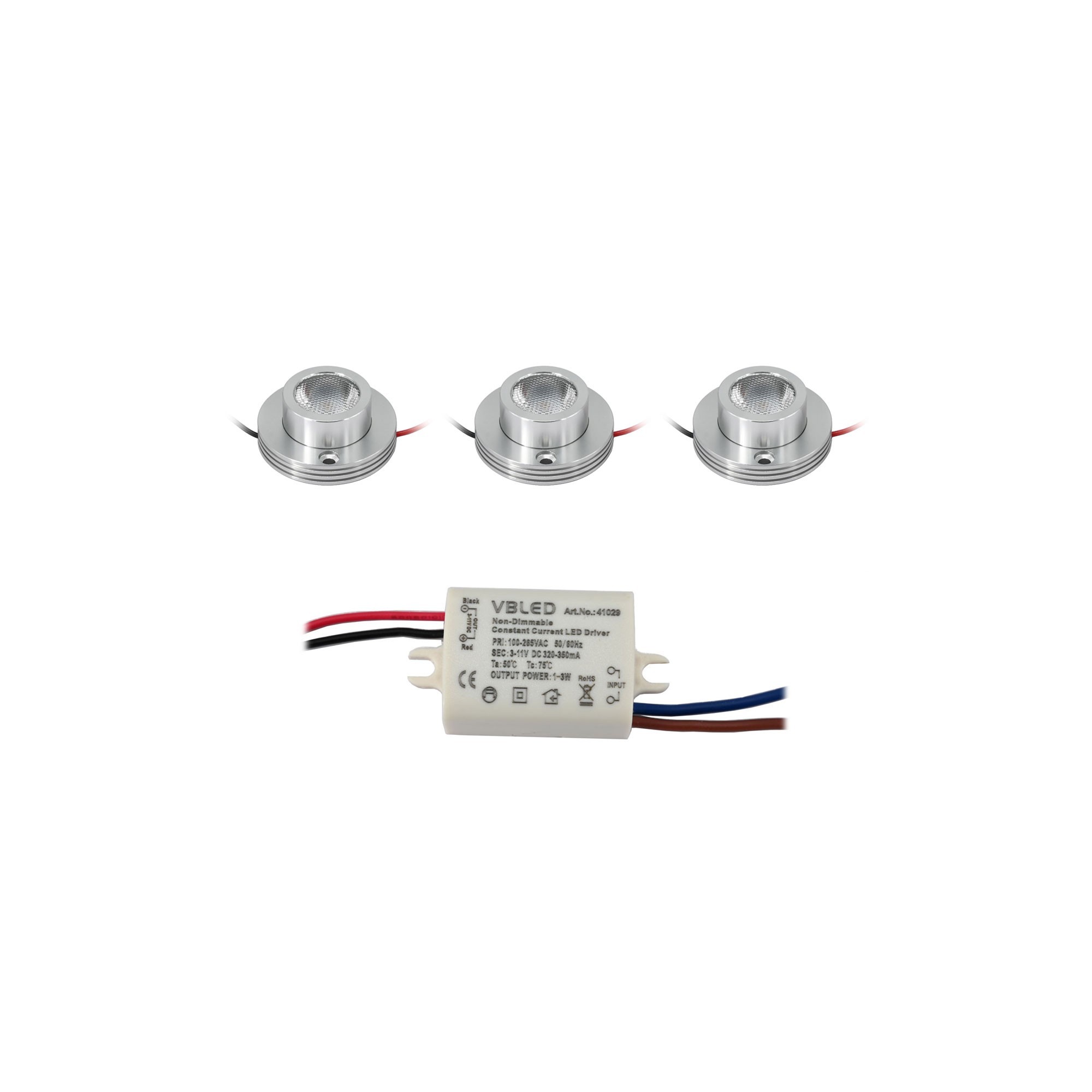 KIT di 3 - Faretti da superficie a LED da 1W "CYLINDRO" Spot da soffitto 3V 3000K