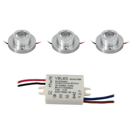 KIT of 3 - 1W LED surface mounted spotlight "CYLINDRO" Ceiling spot 3V 3000K