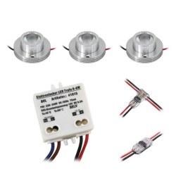 KIT di 3 - Faretti da superficie a LED da 1W "CYLINDRO" Soffitto 12VDC 3000K