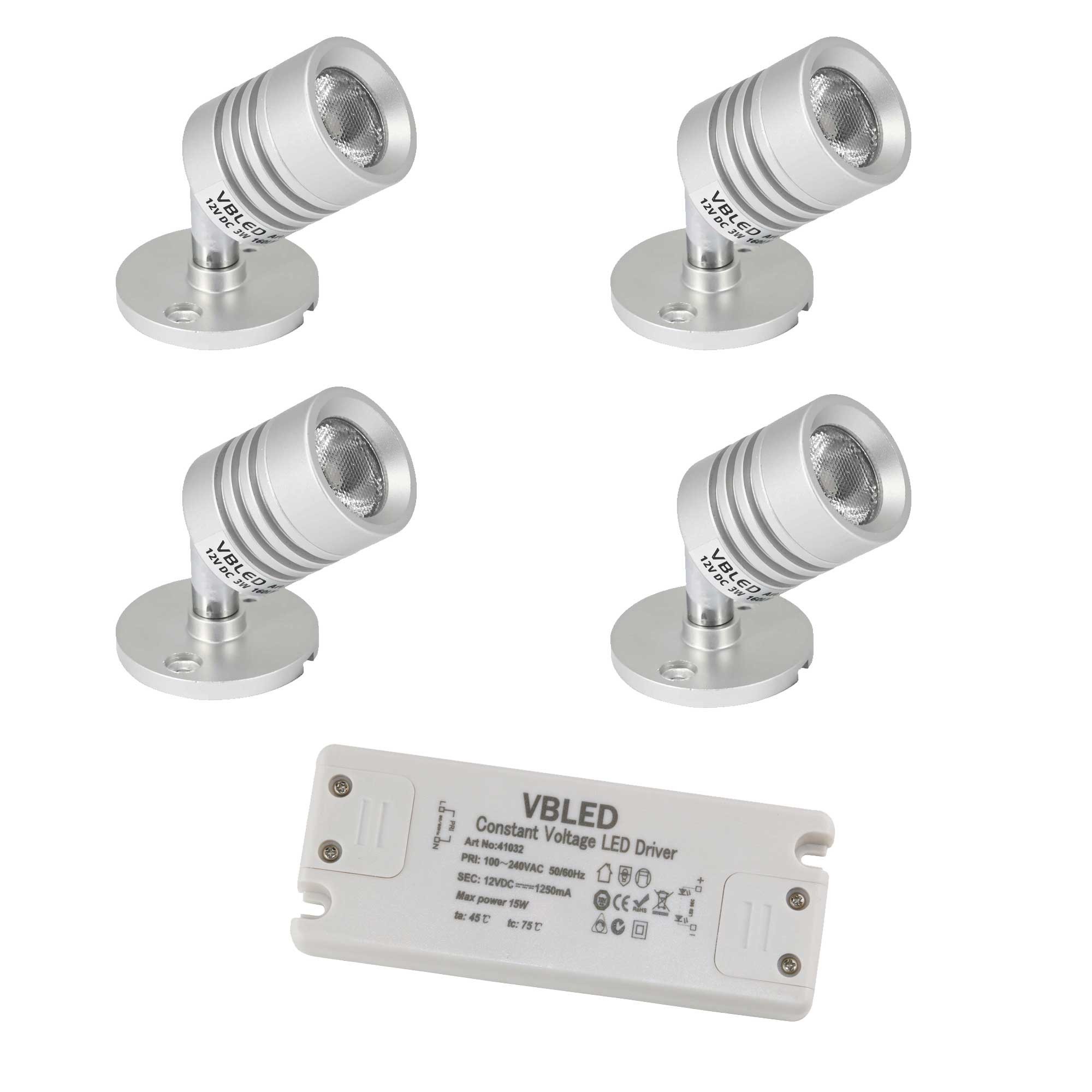 4er SET LED Aufbaustrahler "ESKINAR" LED Wand-/Deckenleuchte 3000K 3W