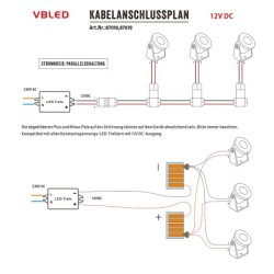 3er Set 1W Mini Aufbau-Strahler Rotier- & Schwenkbar  80lm warmweiß mit 6W 12VDC Netzteil