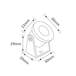 Juego de 3 mini focos de superficie de 1W giratorios y orientables 80lm blanco cálido con fuente de alimentación de 6W 12VDC