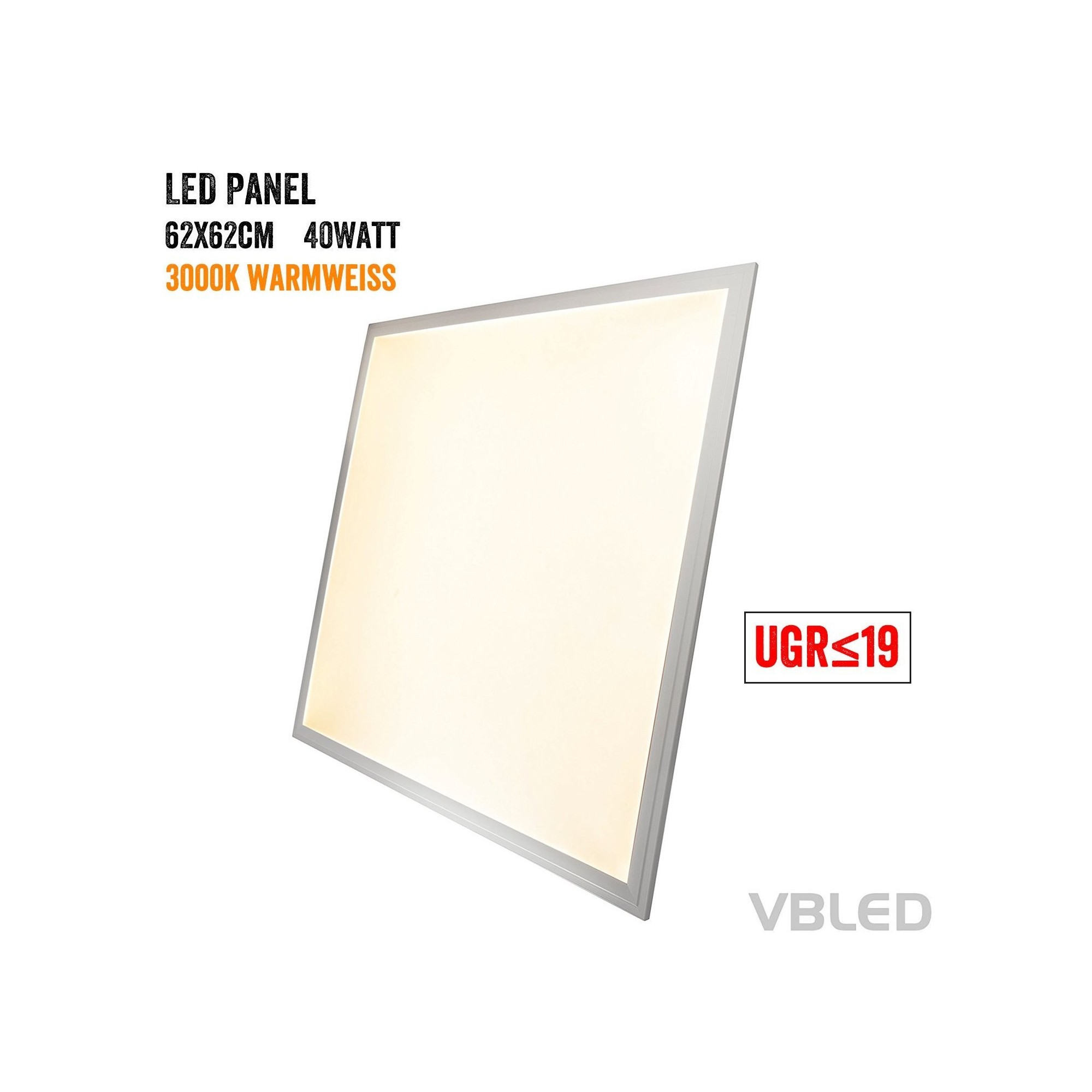 Panel LED 620x620x11mm 40W 3000K