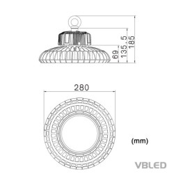 LED high bay pendant luminaire UFO - 100W 6000K