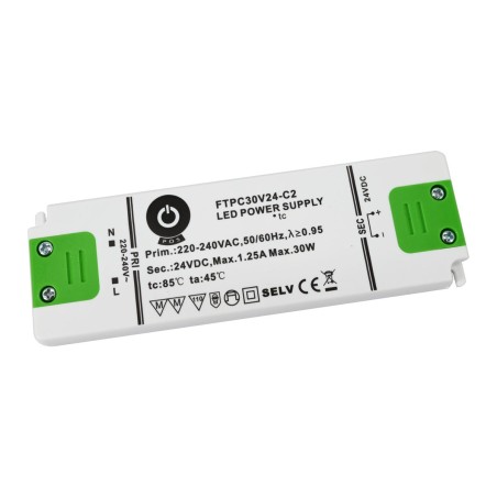 Fuente de alimentación LED de tensión constante, 30 W, 24 V CC, 1,25 A