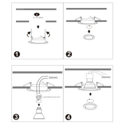 Montatura per LED in alluminio - ottica argento - rotonda - spazzolata - orientabile