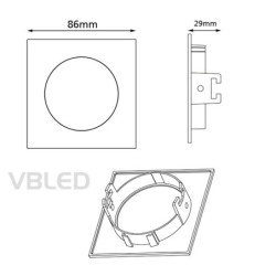 LED mounting frame made of aluminium - chrome - angular - shiny - swivelling