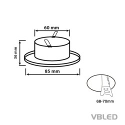 LED Einbaurahmen - Metall - Ø68mm -  silber - rund - NICHT schwenkbar