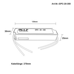 Fuente de alimentación de corriente constante 350 mA, 12-48 V CC, 16,8 vatios, IP67