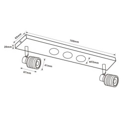 LED Ceiling Light Long Slim, 31W, 3000K, Black